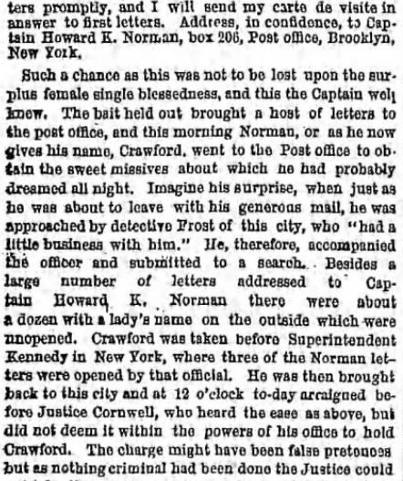 Kristin Holt | Nineteenth Century Mail-Order Bride SCAMS, Part 4. Troubles in Matrimonial Advertising, in The Brooklyn Daily Eagle of Brooklyn, New York on May 10, 1865. Part 2 of 6.