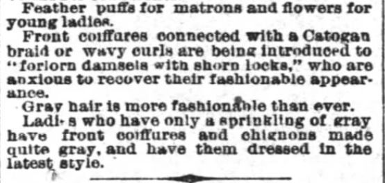 Kristin Holt | Styling Ladies' Hair, American 19th Century. Ladies Hairdressing Fashions, Part 2, published in The Times-Picayune of New Orleans, Louisiana, on November 23, 1885.