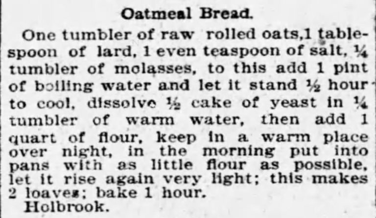 Late 19th-century Recipes Calling for Oatmeal - Kristin Holt