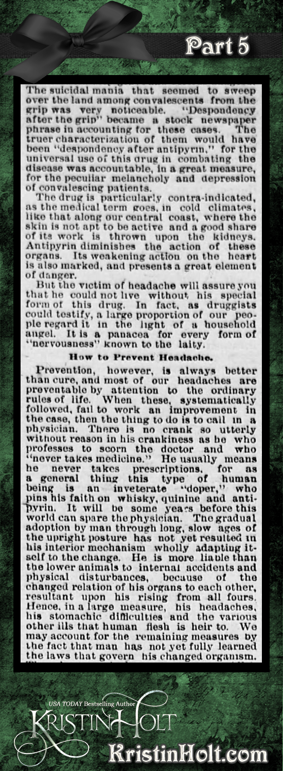 Kristin Holt | Victorian-American Headaches: Part 3, Why Your Poor Head Aches from Omaha Daily Bee of Omaha, NE on December 4, 1893. Part 5 of 6.